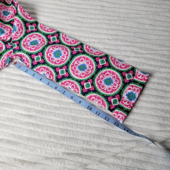 Golftini Pink Green Blue Batik Geometric Tunic Top M 3/4 Sleeve Golf Preppy - Picture 8 of 9